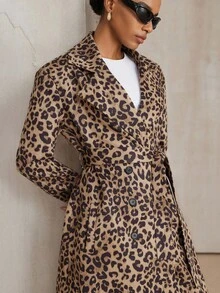 Aveloria Modichic 豹纹空气层水印花经典欧美风中长款时尚百搭风衣秋冬 - 彩色 - 查看 5