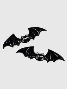 ROMWE Grunge Punk 4款朋克风蝙蝠翅膀造型发夹，甜美酷炫复古风高品质猫爪元素鸭嘴夹，小众设计时尚发饰发夹 - 黑與白 - 查看 4