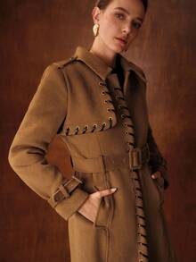 MOTF PREMIUM WOOL WHIPSTITCH BUCKLE BELTED OVERCOAT - Camel - View 6