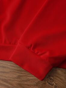 Glissea Sudadera casual de mujer con cuello redondo, diseño minimalista y versátil, de corte holgado con decoración navideña en forma de corazón, para otoño/invierno - Rojo - Ver 3
