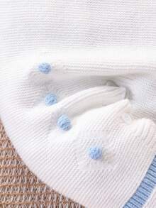 SHEIN Newborn Baby Knitted Footed Jumpsuit,White,Autumn,Cute Jacquard Cartoon Rocking Horse Design Handmade Ball Infant Clothes For Fall - White - View 7