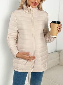 SHEIN 3-In-1 Casual Maternity Nursing Jacket For Winter - Apricot - View 5