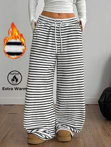 Coolane Pantalones casuales de mujer con bolsillos y nudo delantero a cuadros