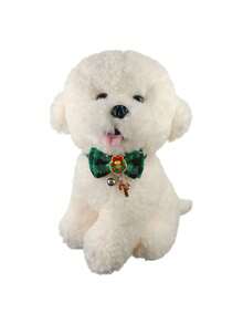 PETSIN 1 Collar con lazo navideño; Collar con estampado de copos de nieve de la serie navideña; Collar de gato; Collar de perro; Tamaño ajustable; Accesorios para mascotas; Suministros para mascotas.