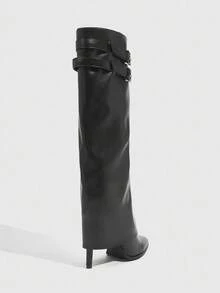 CUCCOO SZL Women's Fashion Black Pointed Toe Thigh High Boots, Slim Fit Tall Boots, Sexy Riding Boots For Christmas Spring Shoes - Black - View 7