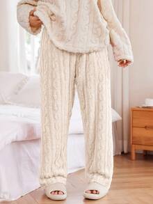 Dream Adore Plus Size Women Elastic Waist Jacquard Fleece Pajama Cozy Pants Fluffy Pajama Cozy Pants Pj Cozy Pants Fuzzy Winter Pajamas For Women