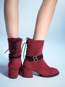 Sugerpunk Braune vintage spitze Chunky Heel Schnürstiefel mit Reißverschluss an der Seite für Damen