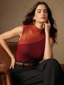 Anewsta New Elegant High-End Fitted Sleeveless Tank Top - Multicolor - View 3