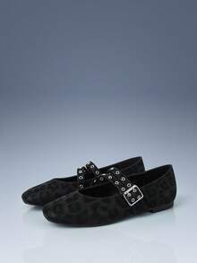 CUCCOO GRLICON Giày bệt Mary Jane quai cổ chân thoải mái phong cách cổ điển dành cho nữ, da sáp dầu màu đỏ, thích hợp cho Halloween, Giáng sinh, tiệc tùng, mùa thu - màu đen - Xem 1