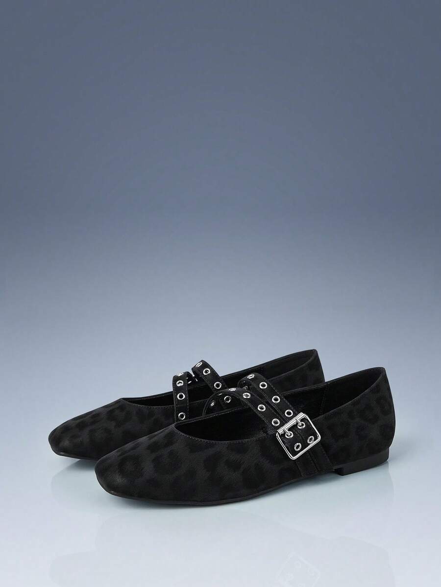 CUCCOO GRLICON Giày bệt Mary Jane quai cổ chân thoải mái phong cách cổ điển dành cho nữ, da sáp dầu màu đỏ, thích hợp cho Halloween, Giáng sinh, tiệc tùng, mùa thu - màu đen - Xem 1