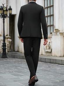 Calvornis 男士纯色商务通勤西装套装（上衣+裤子）