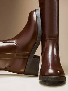 SHUZIA Women's Knee High Comfortable Chunky Lug Sole Riding Boots