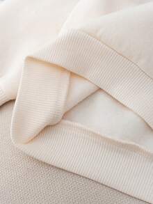 Loomiva 2pcs Baby Boy Apricot & Gray Contrast Letter Graphic Soft Knit Crew Neck Long Sleeve Hoodie And Elastic Waist Pants Set, Suitable For Autumn/Winter, For Casual, Outdoor And Home Wear, Versatile All-Match - Multicolor - View 6