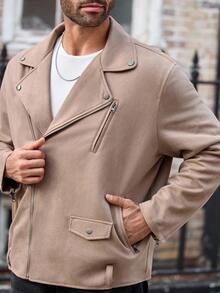 EASEVO Plus Size Men's Fashionable Jacket, Autumn/Winter - Khaki - View 5