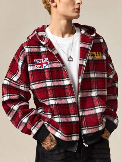 Street Life Men's Plaid Long Sleeve Zip-Up Hooded Casual Jacket, Autumn/Winter