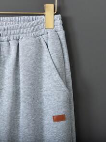 2pcs/Set Casual Basic Curved Hem Crew Neck Sweatshirt Set For Teenage Boys, Suitable For Leisure, Commuting, And Home Wear