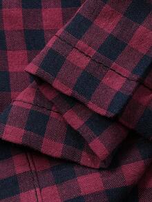 Hapijoa Conjunto de pijama de pantalón y manga larga con bordado de cuadros para niñas preadolescentes, otoño - Rojo violeta - Ver 3