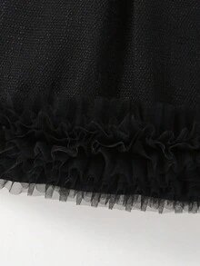 SHEIN Elladie kids 女婴优雅蝴蝶结 3D 花卉装饰无袖连衣裙，适合婚礼、派对、生日、度假、拍照、夏季 - 黑色 - 查看 4