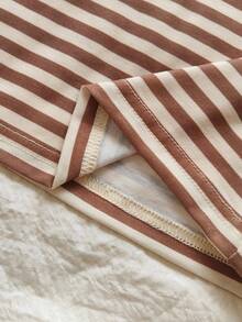 Vintaside Kids 2pcs/Set Casual Comfortable Striped Long Sleeve Top And Bib Overall With Bear Embroidery Jumpsuit For Toddler Boys Fall Winter