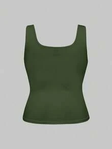 ROMWE Gothic Insect, Bat, Poison Print Plus Size Sleeveless Top And Pants Pajama Set, Casual Loungewear - Army Green - View 4