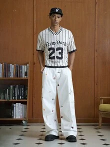 TOKVUE 男士 T 恤棒球衫 23 球衣衬衫男士棒球服棒球球衣细条纹棒球衫 - 彩色 - 查看 3