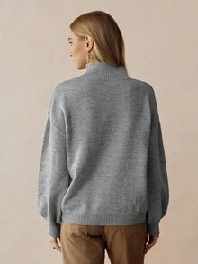 Florisole Jersey de cuello alto con estampado de estrella bohemio - Gris - Ver 2