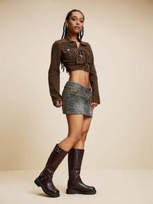 Daringsoles Botas medianas de mujer de color marrón