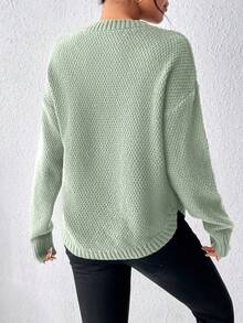 EMERY ROSE 女士休闲纯色毛衣，秋季 - 0.霧綠 - 查看 2