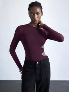 Maija Dam höst/vinter ihålig design ärmlös bodysuit, sexig avslappnad strandsemesterfesttopp, lämplig för urban business casual - Bourgogne - Visa 5