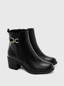 CUCCOO BIZCHIC 经典时尚百搭粗高跟踝靴 - 黑色 - 查看 6