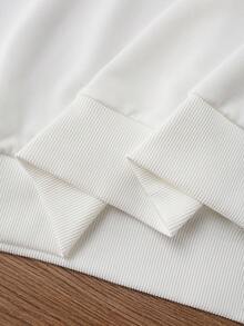 Glissea 女士休闲时尚柠檬印花宽松圆领短袖运动衫，百搭简约，春秋季 - 白色 - 查看 5