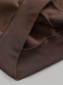 SHEIN Girlism 少女休闲/校园、返校、运动/圆领/刺绣/猪鼻扣/松紧下摆/连帽衫/运动裤/两件套/波西米亚风/街头服饰~套头衫~运动服~舒适 - 棕色 - 查看 10