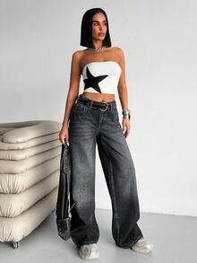 SHEIN Cottnline 女士宽松牛仔裤 - 深灰色 - 查看 5