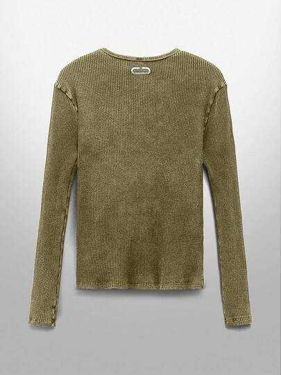 NEON BLANC Men's Street Fashion Knitted Crew Neck Letter & Graphic Print Long Sleeve T-Shirt