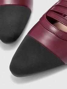 CUCCOO BIZCHIC Bailarinas de mujer con hebilla simple y punta afilada, elegantes, casuales, cómodas, zapatos de vestir slip-on para el trabajo, el trayecto, citas y ocasiones formales - Burdeos - Ver 6