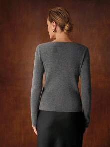MOTF PREMIUM WOOL V-NECK SLIM FIT SWEATER, AUTUMN/WINTER - Grey - View 4