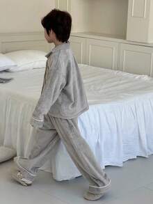 DAZY 2 件套幼儿男童长袖睡衣套装，家居服 - 灰色 - 查看 1