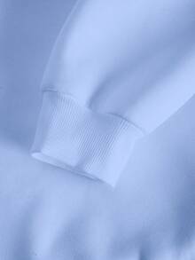 Attitoon Casual Minimalist Blue Printed Pattern Hooded Long Sleeve Loose Fit Women Sweatshirt, Fall/Winter - Baby Blue - View 6