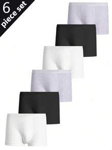 4件装男童纯色黑色、白色、灰色基本款休闲舒适棉质三角裤内裤
