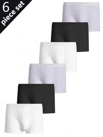 4pcs/Pack Boys' Solid Color Black, White, Gray Basic Casual Comfortable Cotton Briefs Underwear Fall Winter