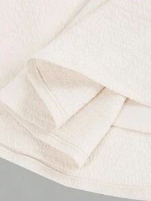 SHEIN Nova Glow Tween 女童撞色腰部褶皱胸围可调节肩带前褶长袖方领中长连衣裙，适合居家和户外穿着，适合秋冬，波西米亚风格 - 杏色 - 查看 5