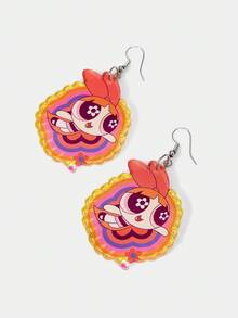 THE POWERPUFF GIRLS X SHEIN Bông tai dáng dài cho nữ - Nhiều màu - Xem 2