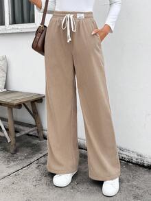 EMERY ROSE 女式直筒灯芯绒裤，秋冬 - 卡其色 - 查看 4