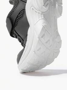 JNSQ 1 Pair Fashionable Casual All-Match Versatile Comfortable Soft Sole Lightweight Lace-Up Breathable Mesh Athletic Sneakers, Suitable For All Season - Dark Grey - View 6