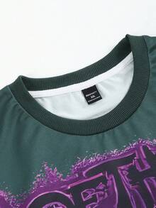 PAVTROS Camiseta de manga corta casual de hombre con estampado de calavera y letras, para verano - Verde Oscuro - Ver 3