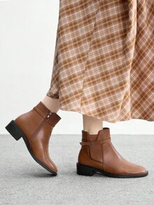 CUCCOO BIZCHIC 女士休闲粗跟踝靴，适合日常穿着 - 駝色 - 查看 5