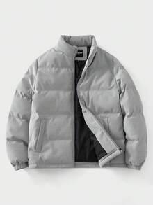 Manfinity NXTstreet Manteau décontracté à col montant rembourré avec épaules tombantes de couleur unie pour hommes