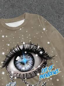 Manfinity ZONE917 Men Digital Full Print Loose Cropped Flare Sleeve T-Shirt, Fall