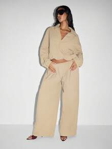 KIZN Pantalon ample plissé de type palazzo, tenue d'été pour la plage et les vacances. Élégant et minimaliste, pantalon ample et fluide en nylon, parfait pour se détendre pendant les vacances.