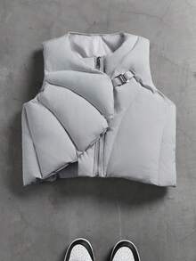 PAVTROS Men's Mature Casual Arc Split Short Padded Coat, Suitable For Street Style, Daily Casual, Weekend Outings, Parties And Other Social Occasions. This Padded Coat Is An Indispensable Versatile Item In A Man's Wardrobe, And Makes An Excellent Gift For Boyfriends Or Husbands. Puffer Vest Grey Vests Vests Grey Jackets Utility Vest